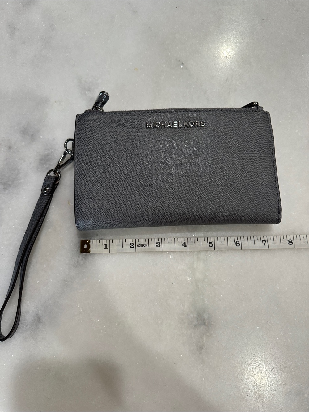 Michael Kors Gray Saffiano Wristlet Wallet